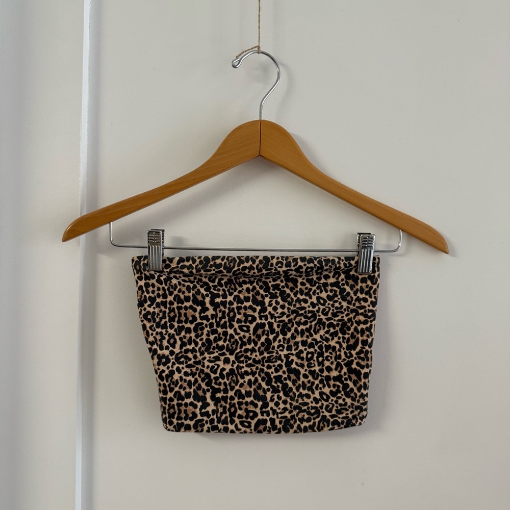 Leopard Animal Print cropped knit tube top